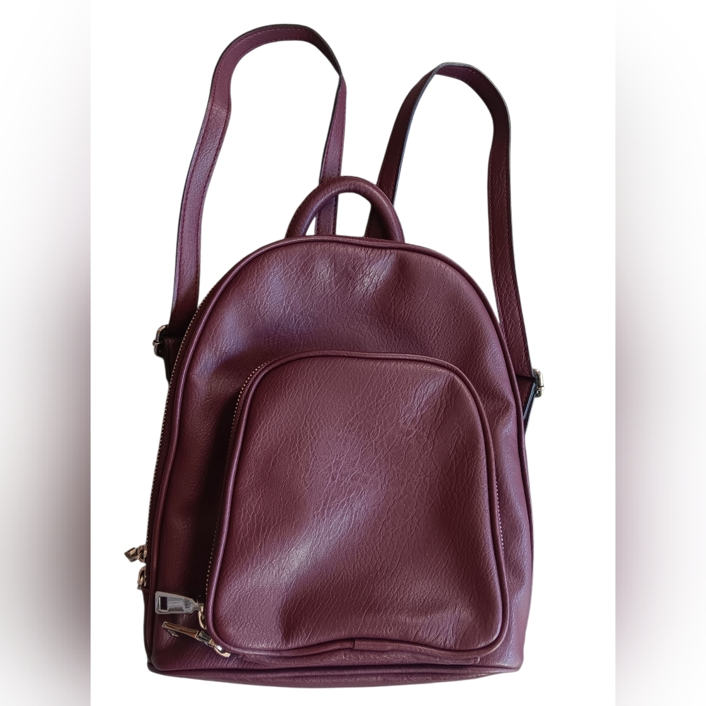 Elegant Burgundy Leather Backpack